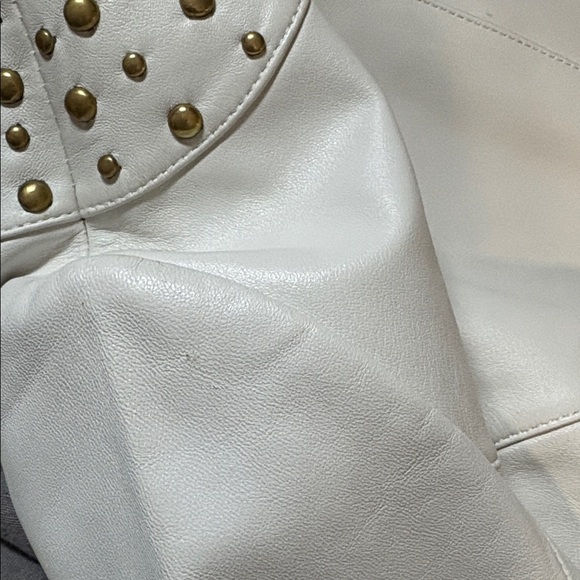 Cache Vintage 90’s Studded Leather Jacket in White size 2 EUC - Picture 15 of 15